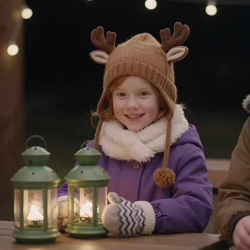 Joyful Girl in Cozy Winter Setting