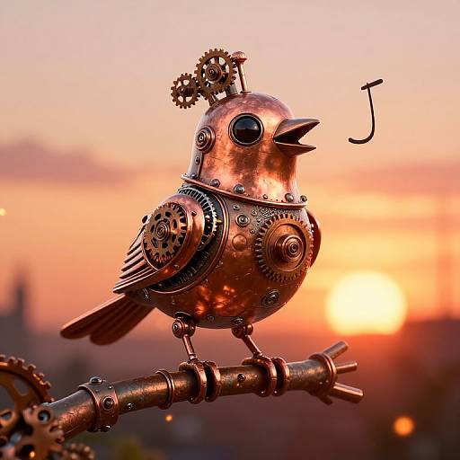 Steampunk Robotic Bird Singing