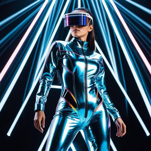 Futuristic Android Musician in Chrome Jumpsuit