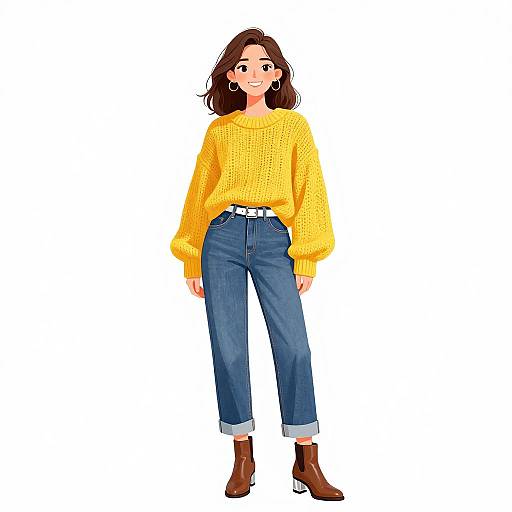 Smiling Woman in Vibrant Casual Outfit