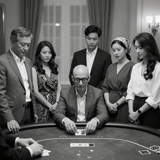 Black-and-White Vintage Poker Night Portrait