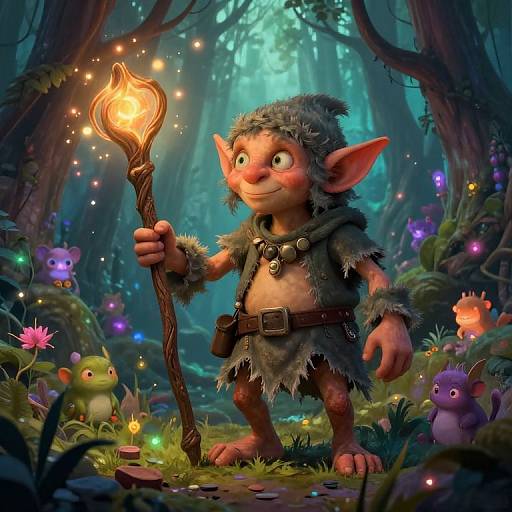 Whimsical Goblin in Mystical Forest