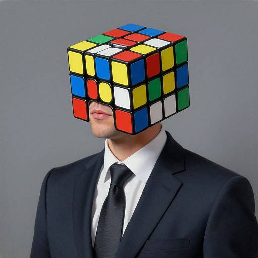 Surreal Man with Rubik's Cube Head