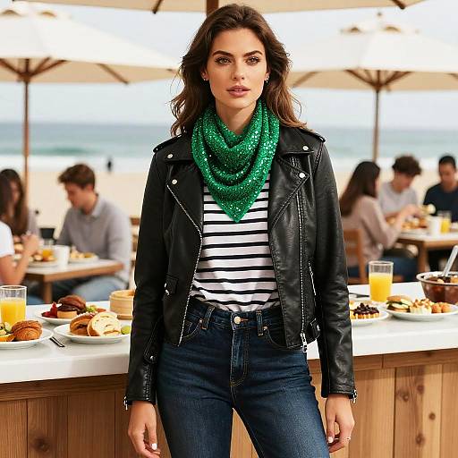 Seaside Chic Woman at Breakfast Buffet