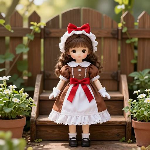 Serene Vintage Doll in Garden