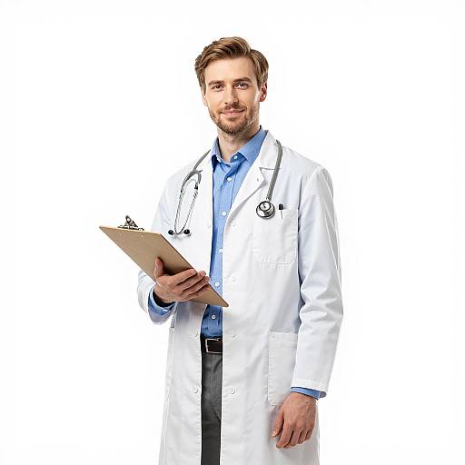 Male Doctor Holding Clipboard