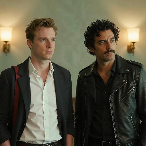 Stylish Duo in Dramatic Lighting