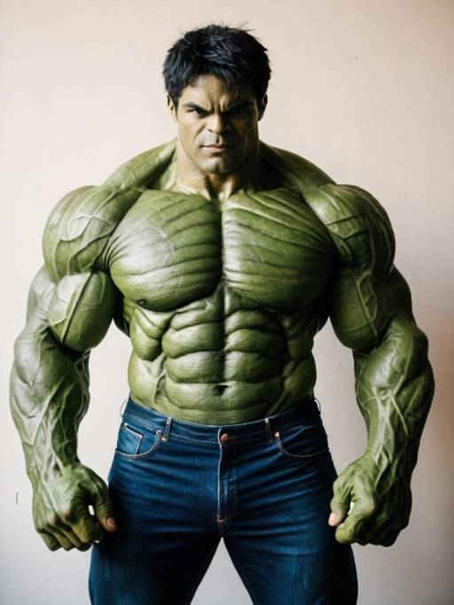 Realistic Hulk Cosplay Man