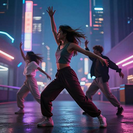 Futuristic Kinesica Dance in Neon City