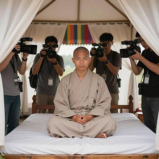 Buddhist Monk Filmed in Colorful Tent