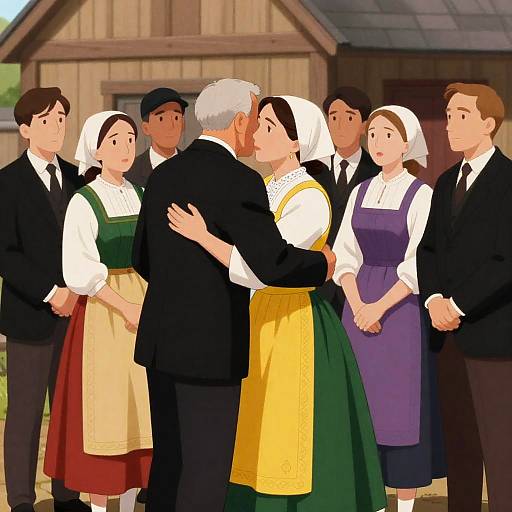 Historical Scene of Joyful Embrace