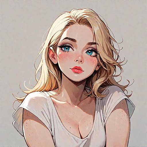 Blonde Anime Woman in Casual Outfit