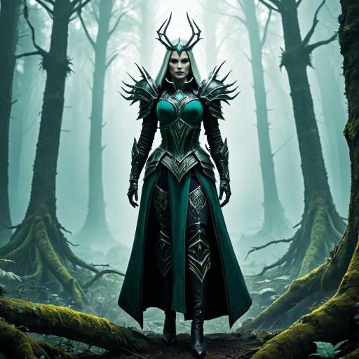 Fantasy Female Warrior in Dark Forest
