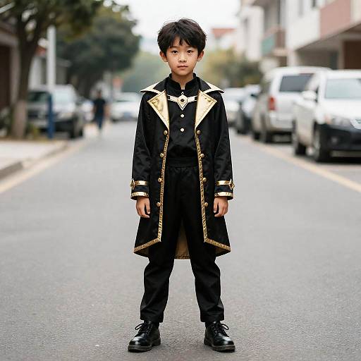 Boy in Elegant Dark Costume