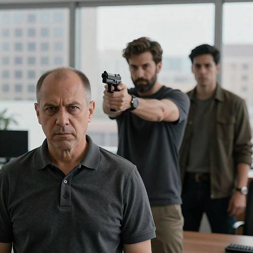 Dramatic Office Scene with Tense Atmosphere