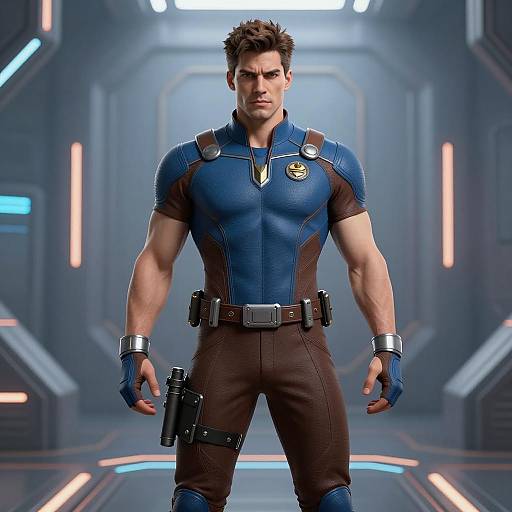 Male Superhero in Futuristic Sci-Fi Suit