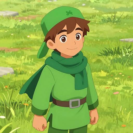 Friendly Male Character in Green Meadow
