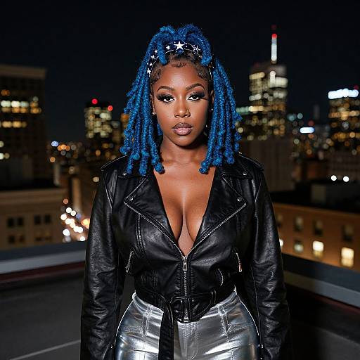 Confident Black Woman with Blue Locs