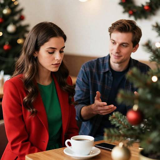 Cozy Cafe Scene with Christmas Vibes