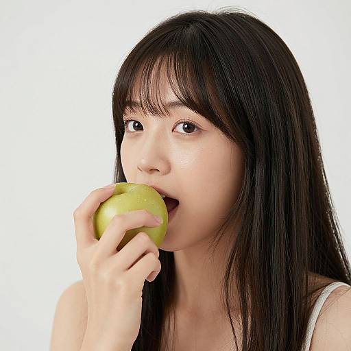 Young Woman Enjoying a Fresh Apple