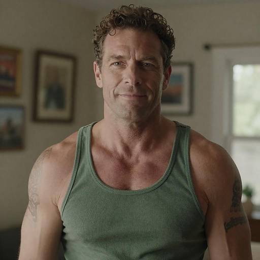 Muscular Man in Indoor Setting