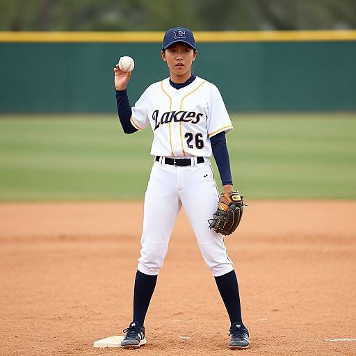 Woman in Baseball Uniform Pose