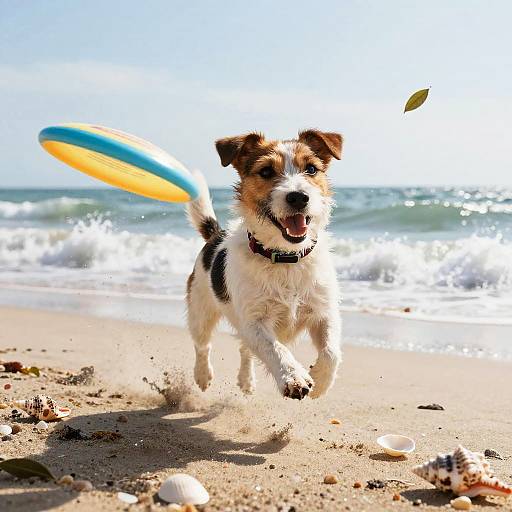 Energetic Jack Russell Beach Chase