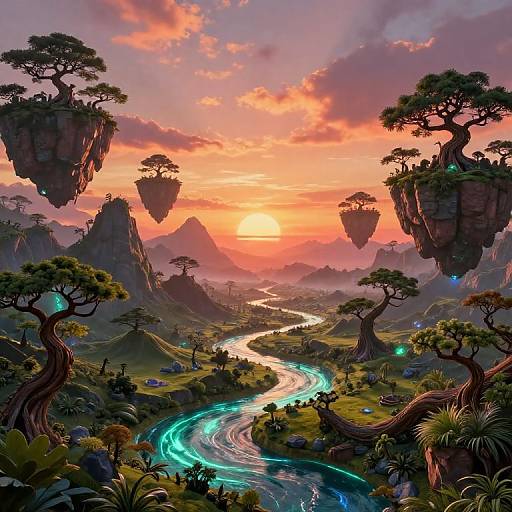 Surreal Floating Islands Landscape