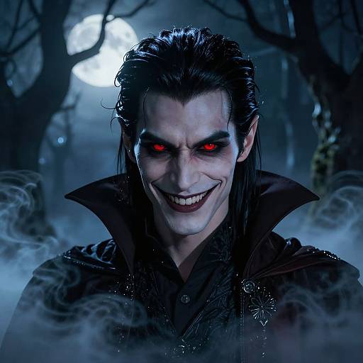Sinister Immortal Vampire in Moonlit Forest