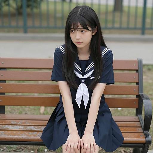 Charming Asian Schoolgirl in Outdoor Setting