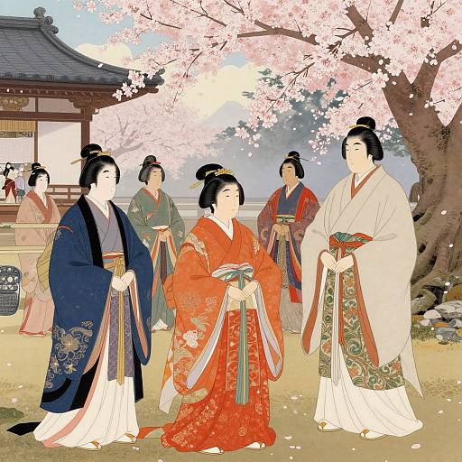 Fujiwara Nobles in Heian Garden