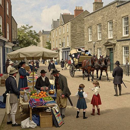 Victorian Marketplace Bustling Daytime Scene