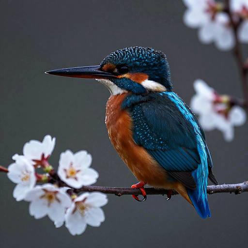 Kingfisher at Dawn on Cherry Branch