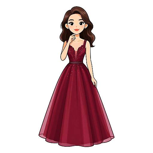 Elegant Woman in Red Evening Gown