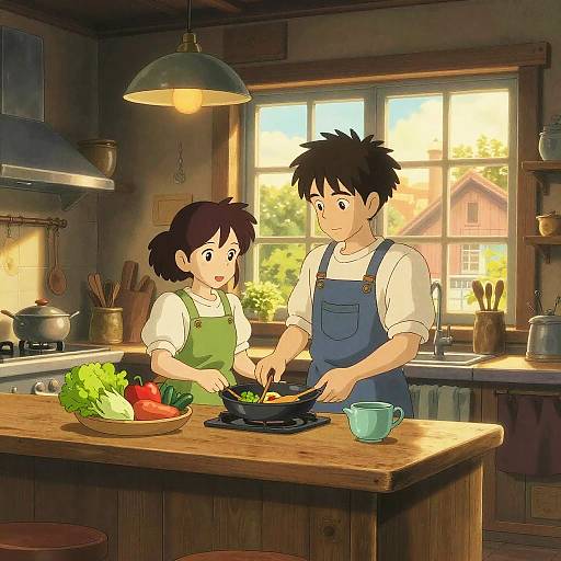 Cozy Studio Ghibli Kitchen Scene
