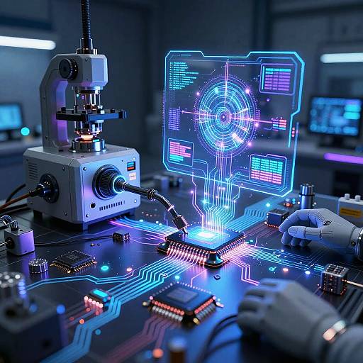 Futuristic AI Lab with Cybernetic Tech