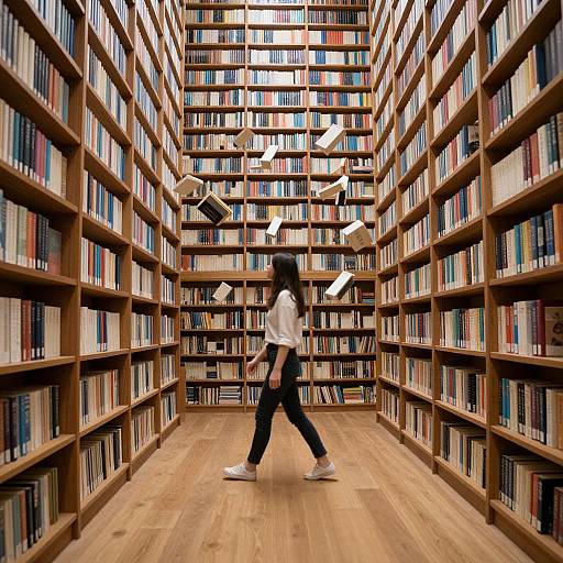 Surreal Floating Books in Library