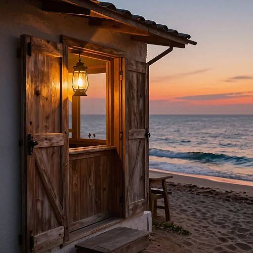 Shuttered Seaside Cafe at Dusk