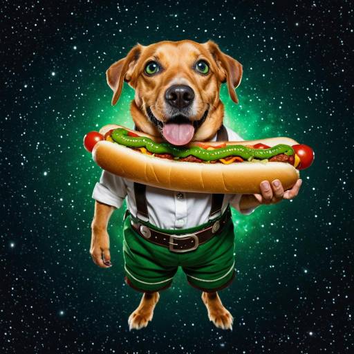 Surreal Hotdog in Lederhosen in Space