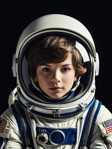 Realistic Kid Astronaut Helmet Portrait