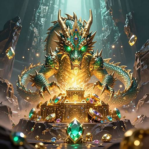 Dragon Guarding Mountain Treasure Hoard