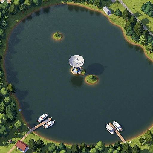 Vector Overhead Satellite Lake View