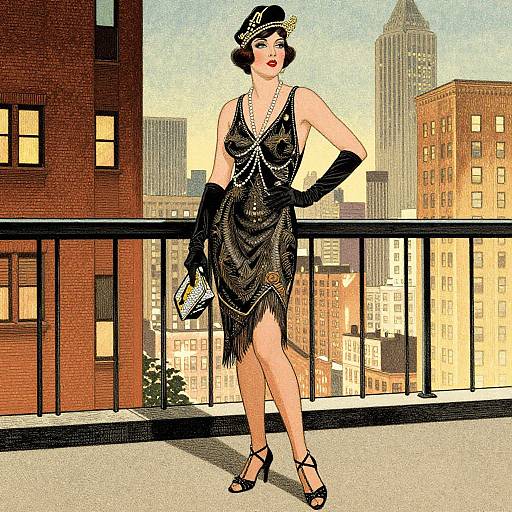 1920s Flapper in Jazz Age Cityscape
