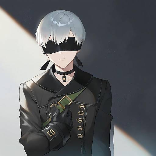 Illustration of 9s (nier:automata), nier (series) in the style of Sage joh