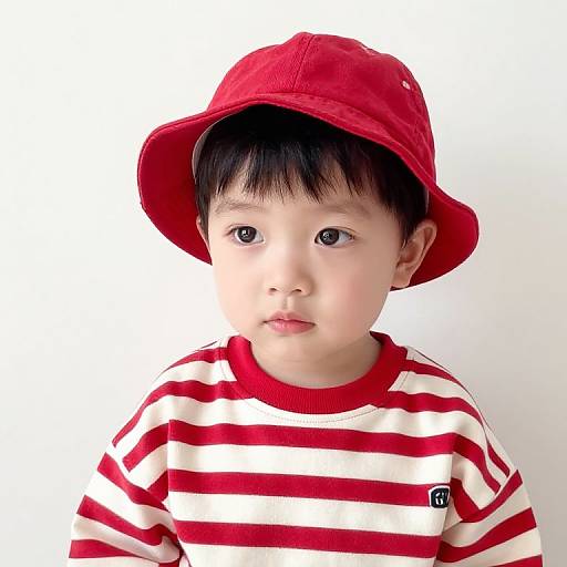 Young Boy in Striped Outfit