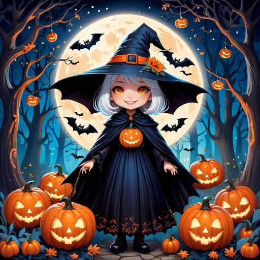 Whimsical Witch in Moonlit Forest