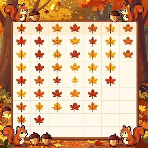 Pixel Art Autumn Spreadsheet with Squirrels