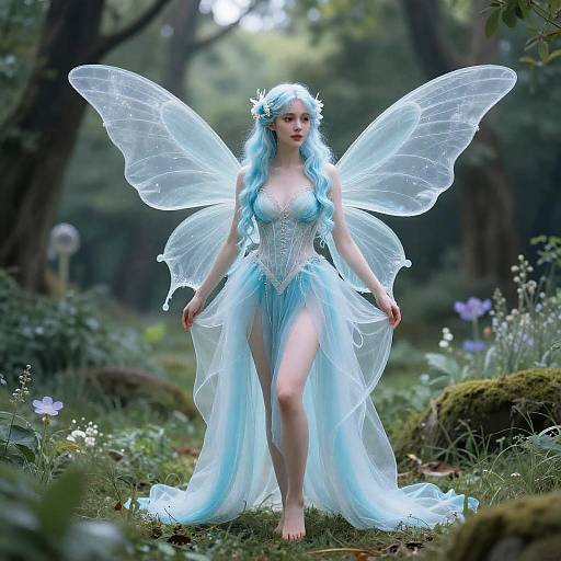 Sky-Blue Sylph in Ethereal Glade
