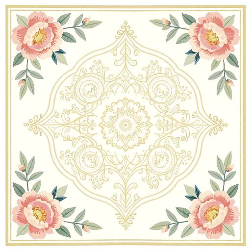 Elegant 2D Floral Scarf Pattern