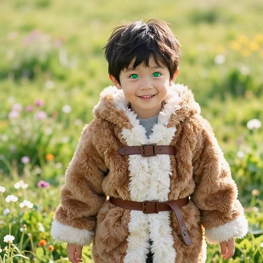 Mischievous Boy in Sunny Meadow
